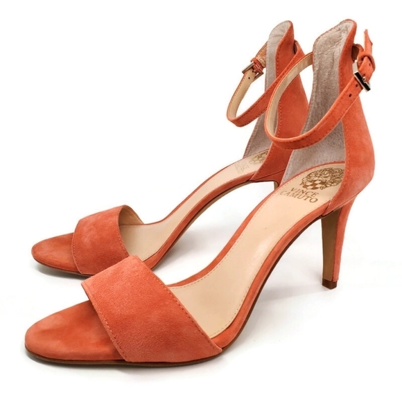Vince Camuto Shoes - VINCE Camuto Court Suede Wrap Ankle Strap High Heel Sandals in Coral